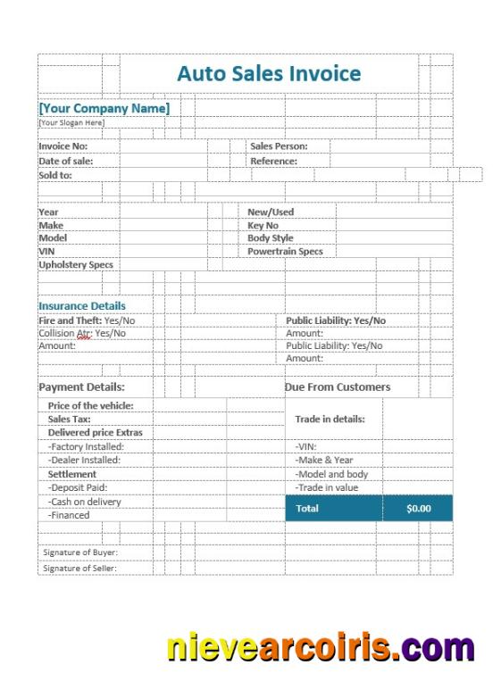 Auto Sales Invoice